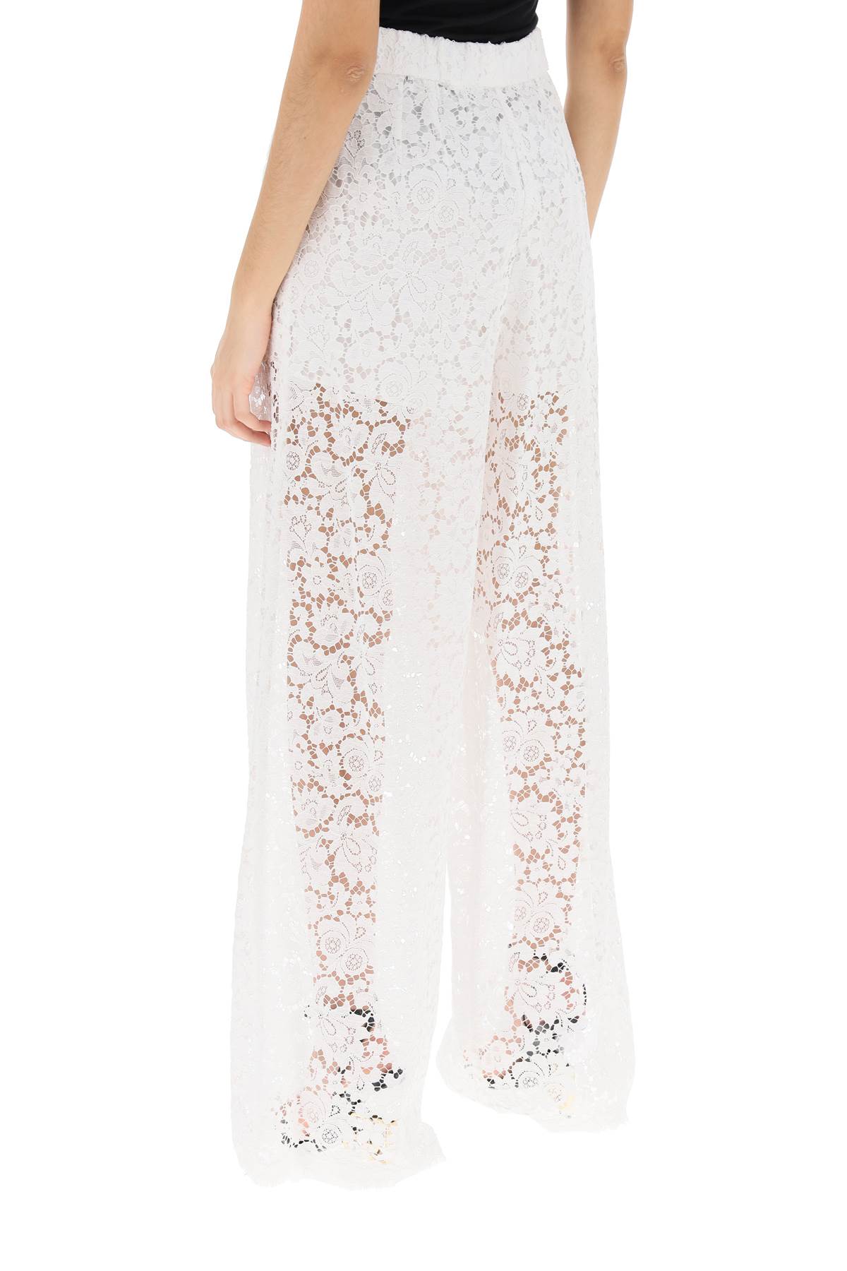 DOLCE & GABBANA White Lace Trousers for Women with Removable Lining and Pockets