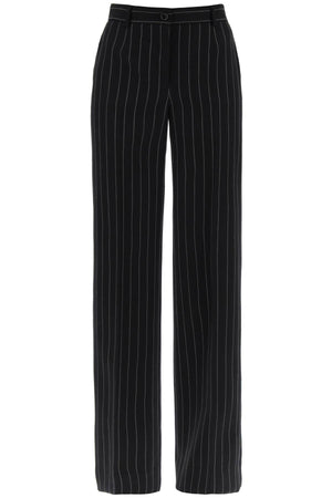 DOLCE & GABBANA Striped Flare Leg Pants - Pure Virgin Wool Twill Tailored Trousers for Women