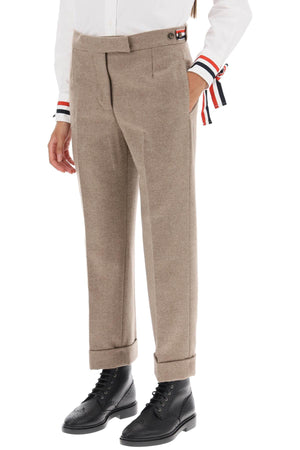 THOM BROWNE Beige Cropped Wool-Flannel Pants for Women - FW23 Collection