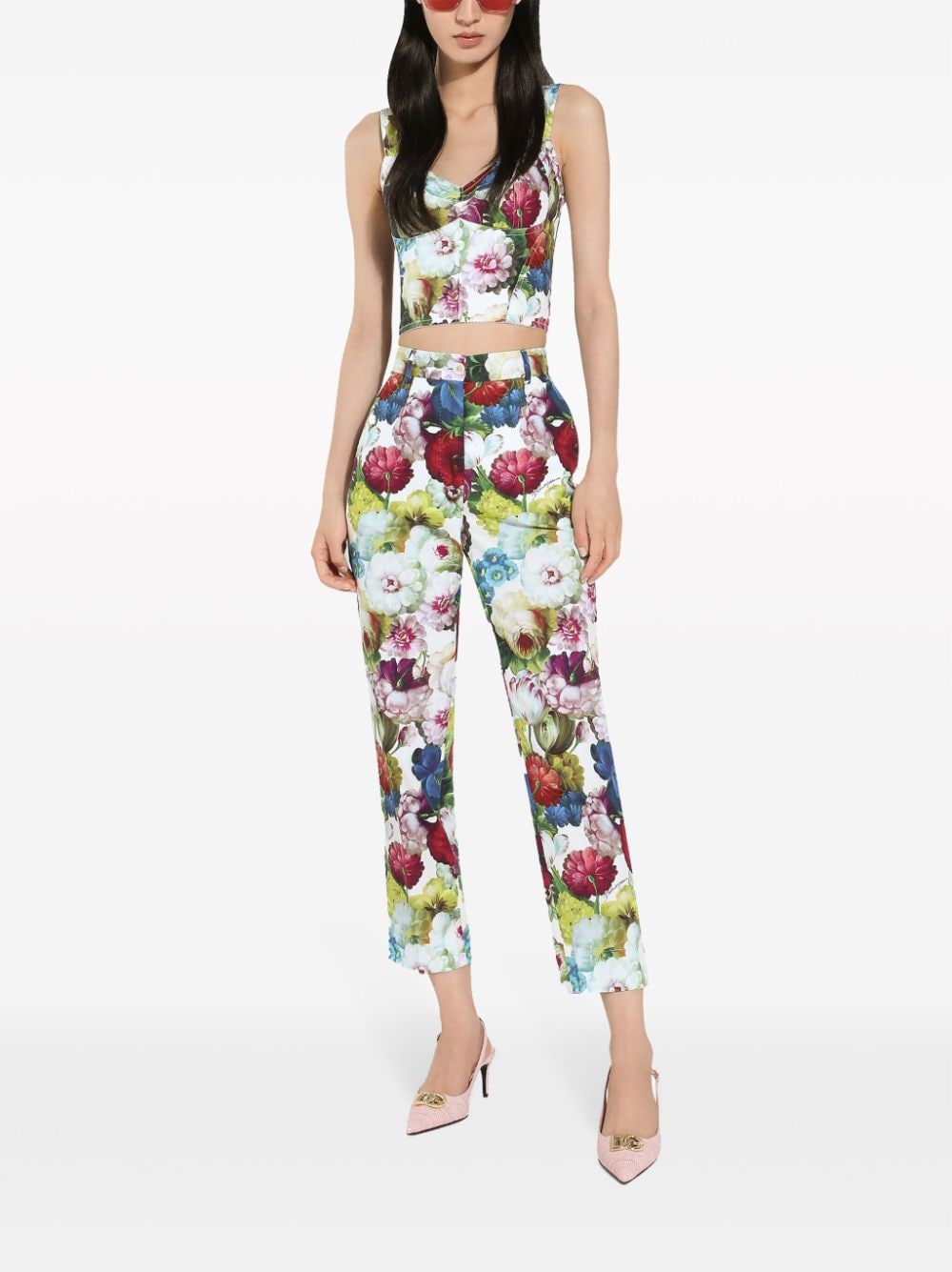 DOLCE & GABBANA Nocturnal Flower Cropped Cigarette Pants - Size 42