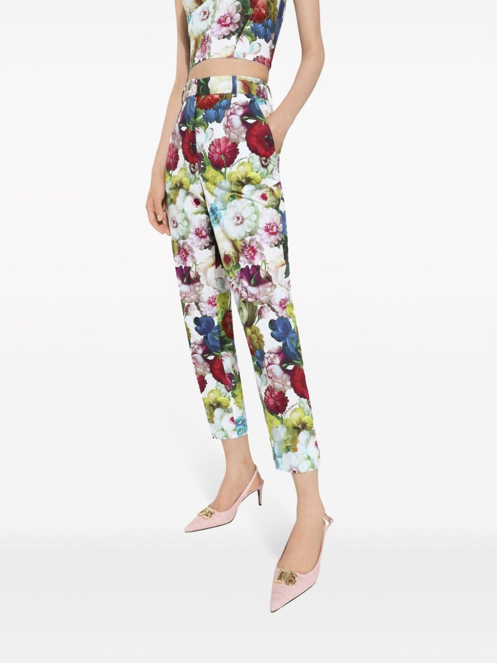 DOLCE & GABBANA Nocturnal Flower Cropped Cigarette Pants - Size 42