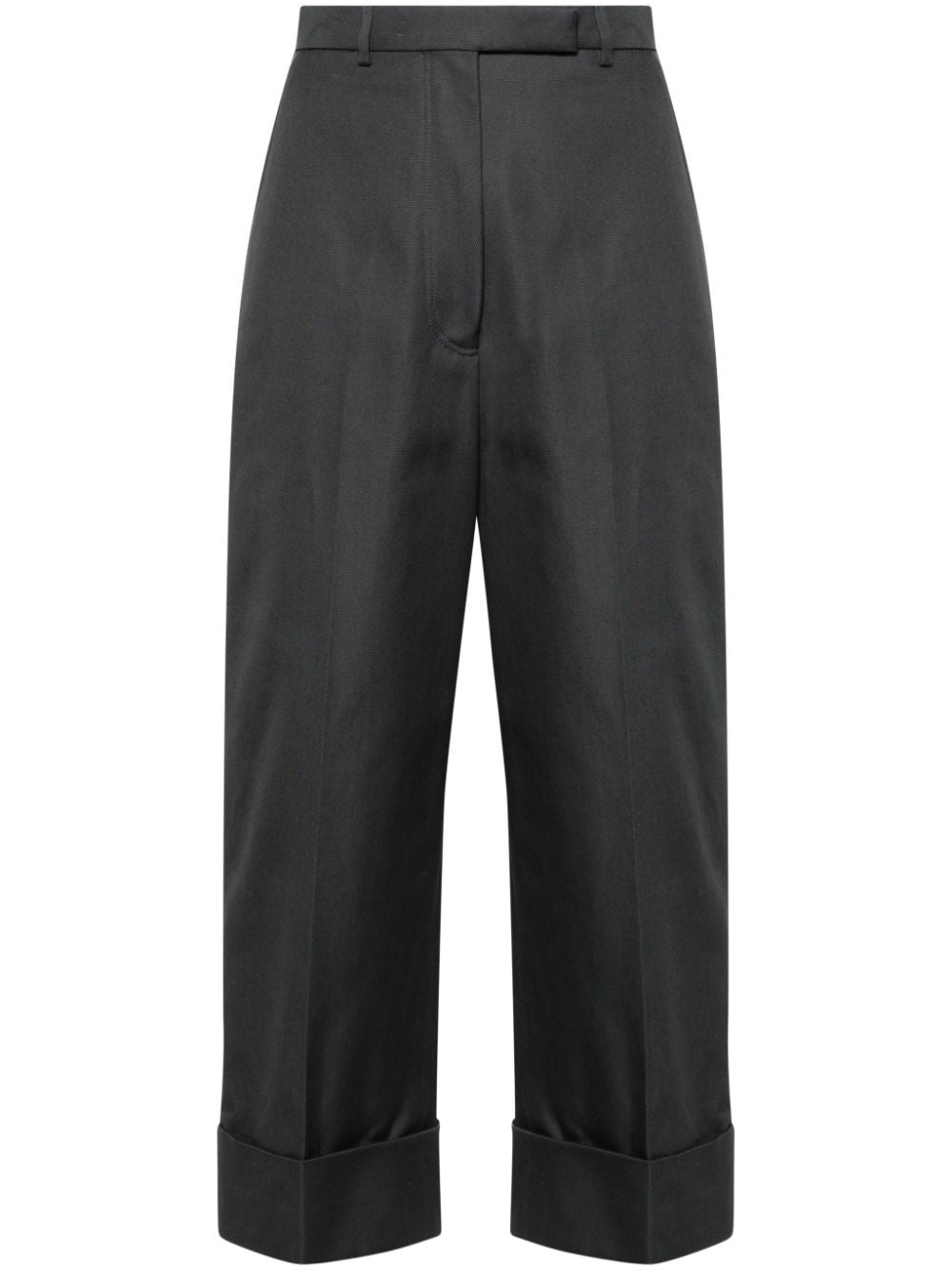 THOM BROWNE High-Waisted Straight-Leg Pants with Turn-Ups for Women