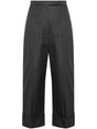 THOM BROWNE High-Waisted Straight-Leg Pants with Turn-Ups for Women