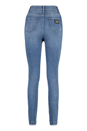 DOLCE & GABBANA Blue High-Rise Skinny-Fit Jeans with Distressed Details