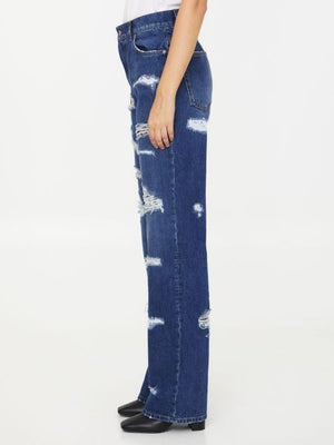 DOLCE & GABBANA Distressed Cotton Wide-Leg Jeans - Effortless & Chic Fashion for Women