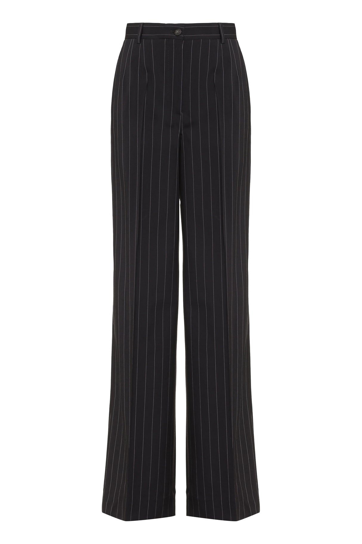 DOLCE & GABBANA Brown Pinstriped Wool Trousers for Women