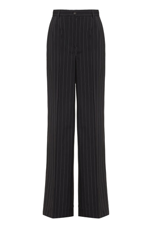 DOLCE & GABBANA Brown Pinstriped Wool Trousers for Women