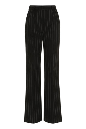 DOLCE & GABBANA Black Pinstriped Wool Trousers for Women - SS24 Collection