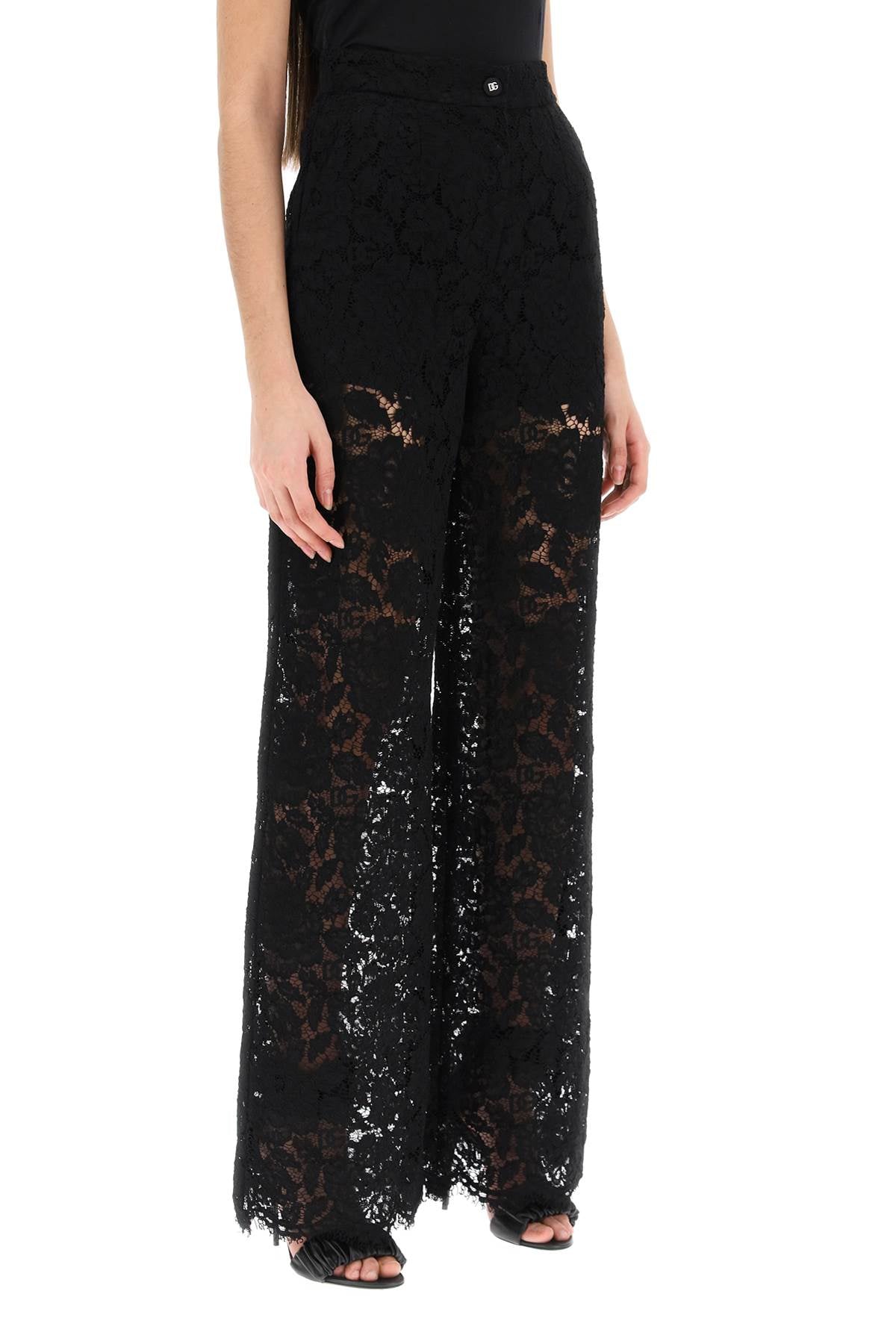 Floral Lace High Waist Flared Pants for Women