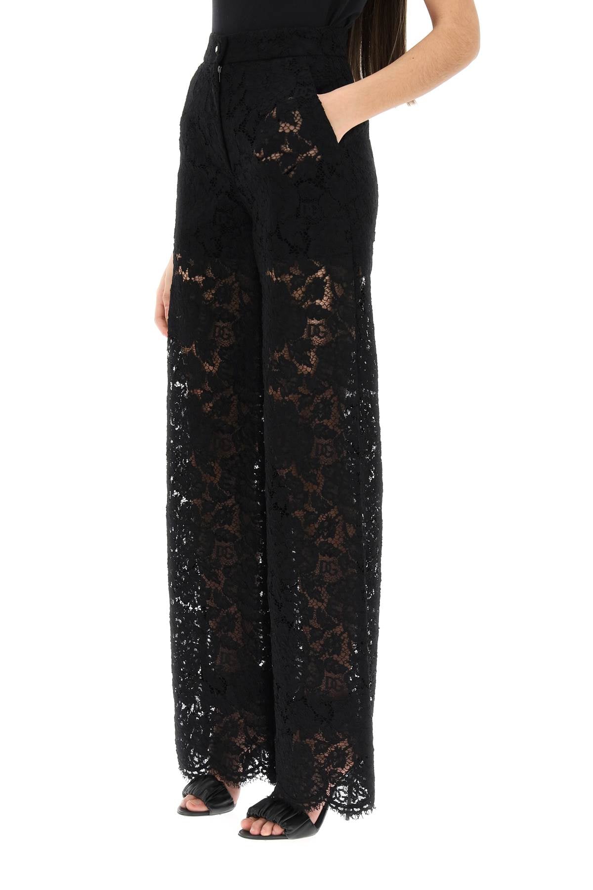 Floral Lace High Waist Flared Pants for Women