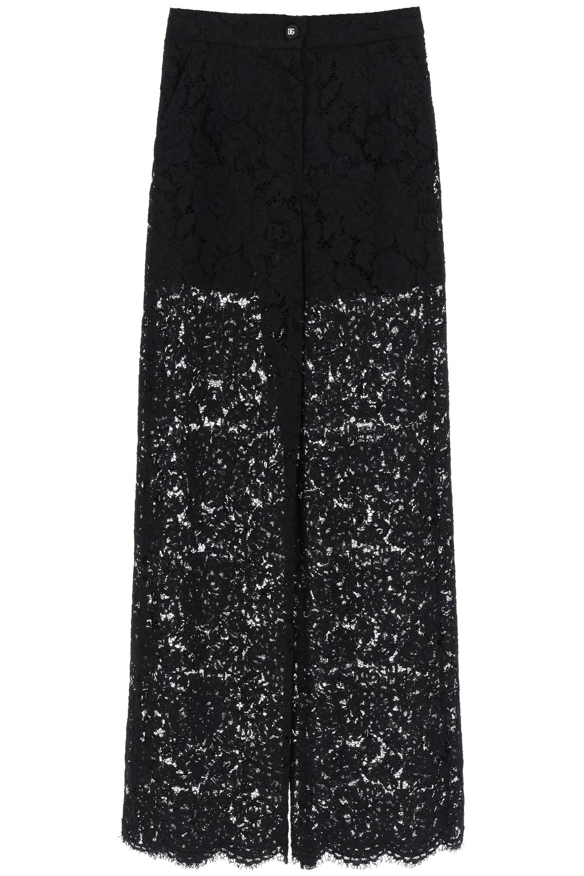 DOLCE & GABBANA Floral Lace High Waist Flared Pants for Women in Black