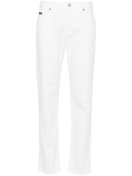 DOLCE & GABBANA Slim Fit White Stretch-Cotton Mini Jeans