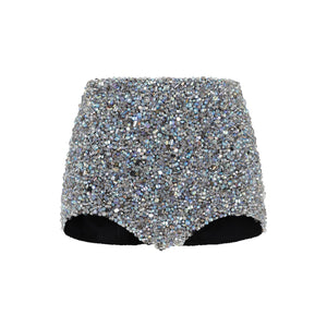 DOLCE & GABBANA Shimmering Silver Metallic Skirt for Women - SS23 Collection