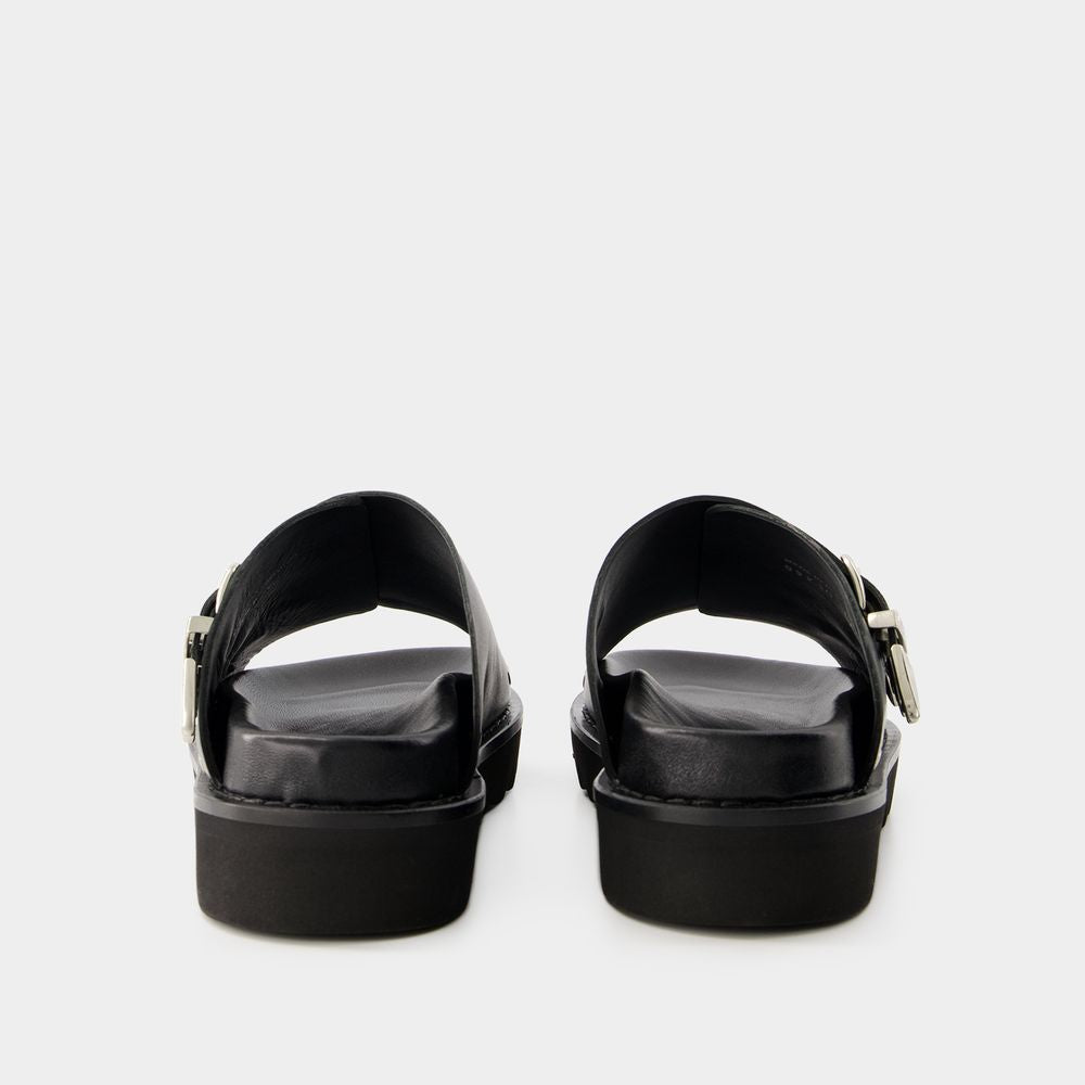 TOGA PULLA Black Calf Leather Sandals for Women - SS24 Collection