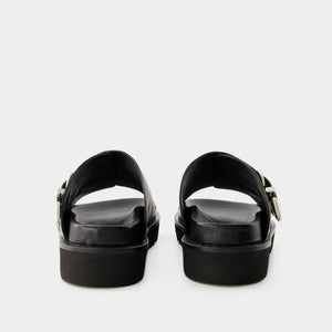 TOGA PULLA Black Calf Leather Sandals for Women - SS24 Collection