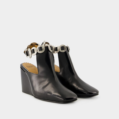 TOGA PULLA Black Leather Boots for Women - SS24 Collection