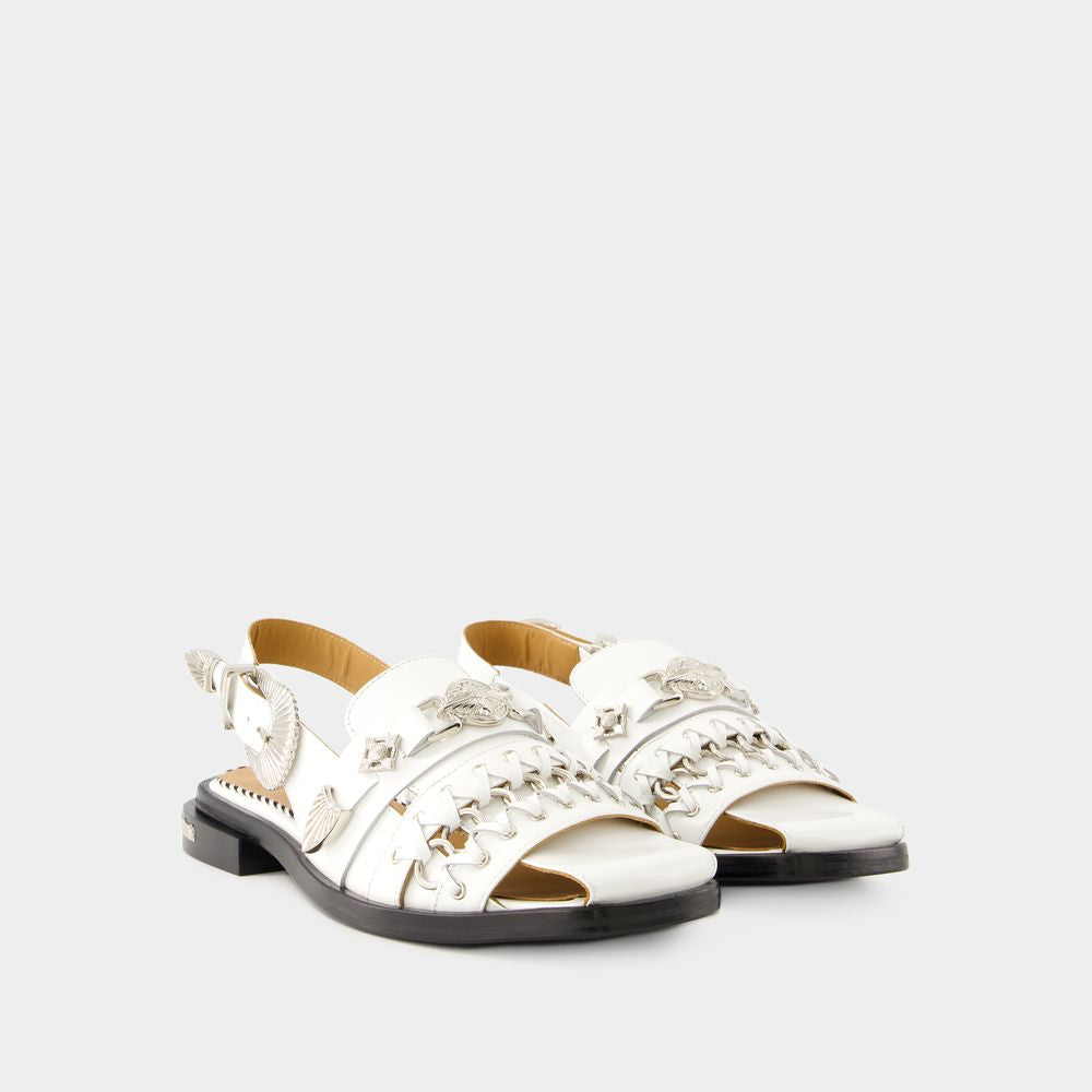 TOGA PULLA White Calf Leather Sandals for Women - SS24 Collection