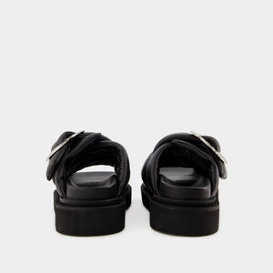 TOGA PULLA Stylish Black Calf Leather Sandals for Women - FW23 Collection