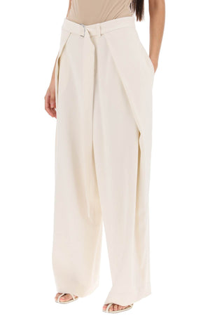 White Wide-Leg Pants with Floating Panels for Women