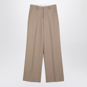 AMI PARIS Wide-Leg Wool Trousers in Sand for Women