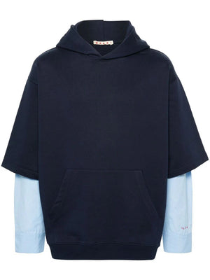 Blue Layered-Design Hoodie for Men