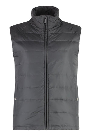 THOM BROWNE Elegant Full Zip Down Vest with Knit Accents