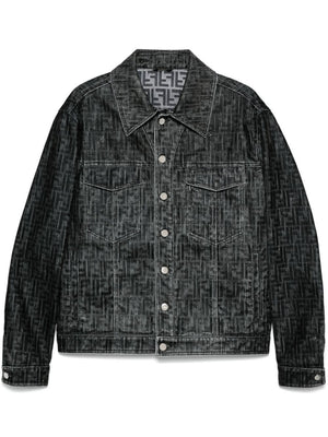 FENDI Men's FF Motif Denim Jacket - Stylish Outerwear for FW24