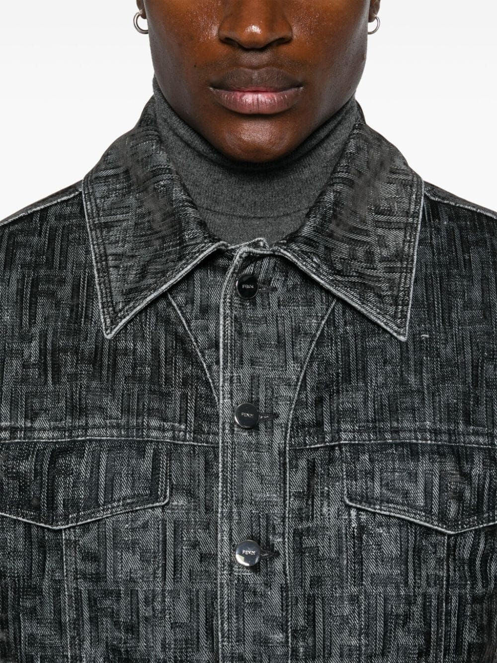 FENDI Men's FF Motif Denim Jacket - Stylish Outerwear for FW24