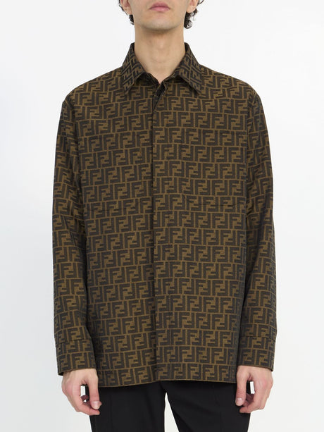 Oversized Brown Shirt for Men from Fashion Brand Fendi