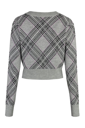 GIUSEPPE DI MORABITO Stunning Grey Rhinestone Cardigan for Women in 100% Merino Wool