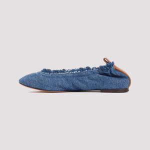 LANVIN Navy Blue Cotton Ballerinas - SS24 Collection