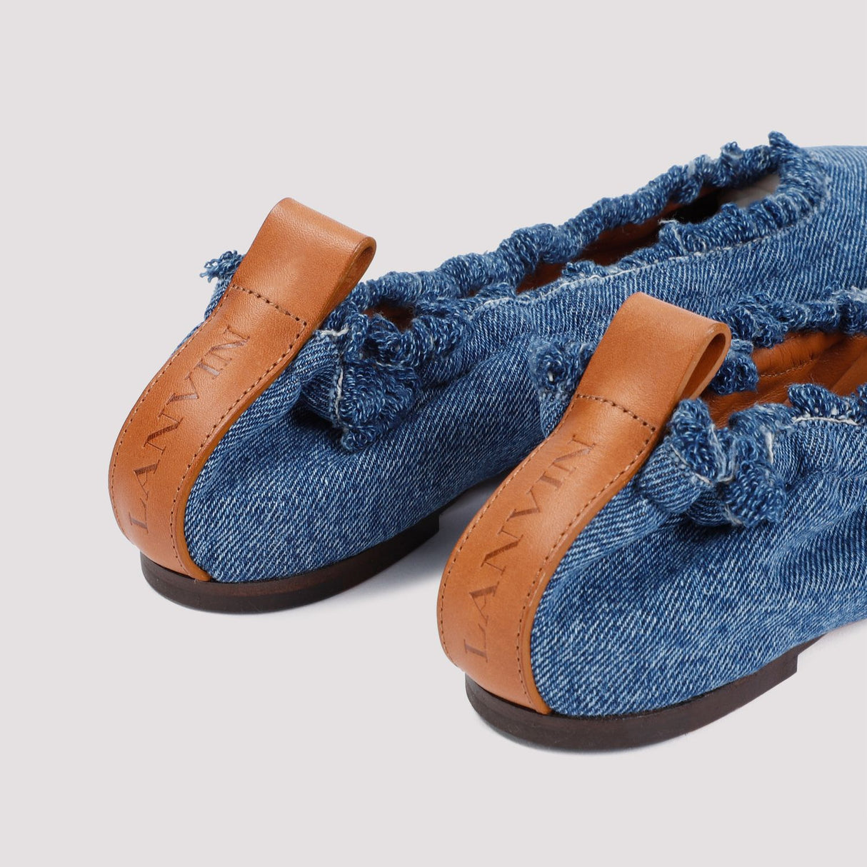 LANVIN Navy Blue Cotton Ballerinas - SS24 Collection