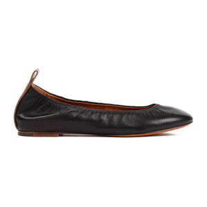 حذاء باليرينا جلدي أسود للنساء - مجموعة SS24
