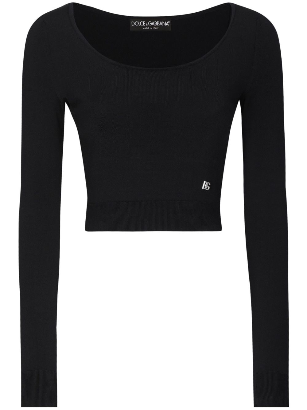 DOLCE & GABBANA Black Ribbed Mini Cropped Top