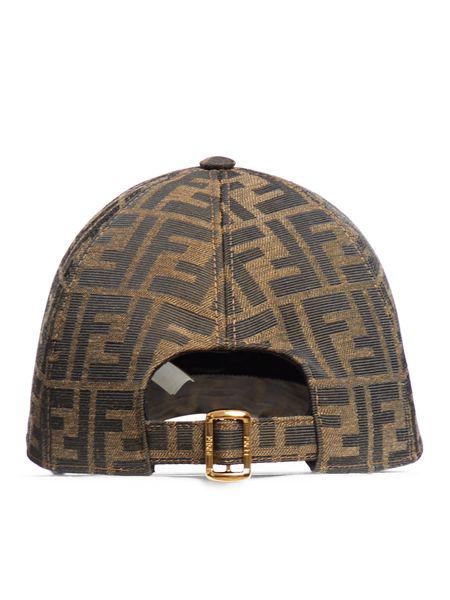 FENDI Chic Logo Jacquard Baseball Cap with Leather Accents