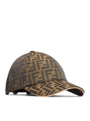 FENDI Chic Logo Jacquard Baseball Cap with Leather Accents