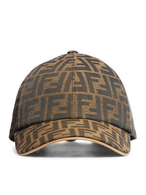 FENDI Chic Logo Jacquard Baseball Cap with Leather Accents