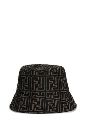 All-Over Logo Printed Bucket Hat in Warm Earth Tones