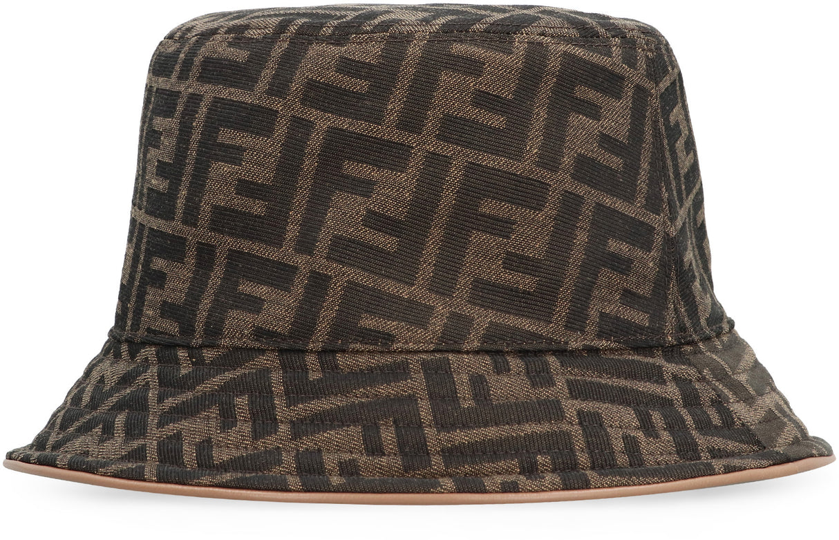قبعة دلو بنية بتصميم جاكارد بالكامل للنساء - مجموعة SS24