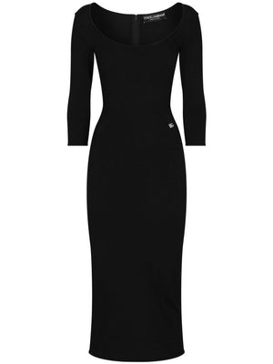 DOLCE & GABBANA Chic Logo Plaque Midi Dress