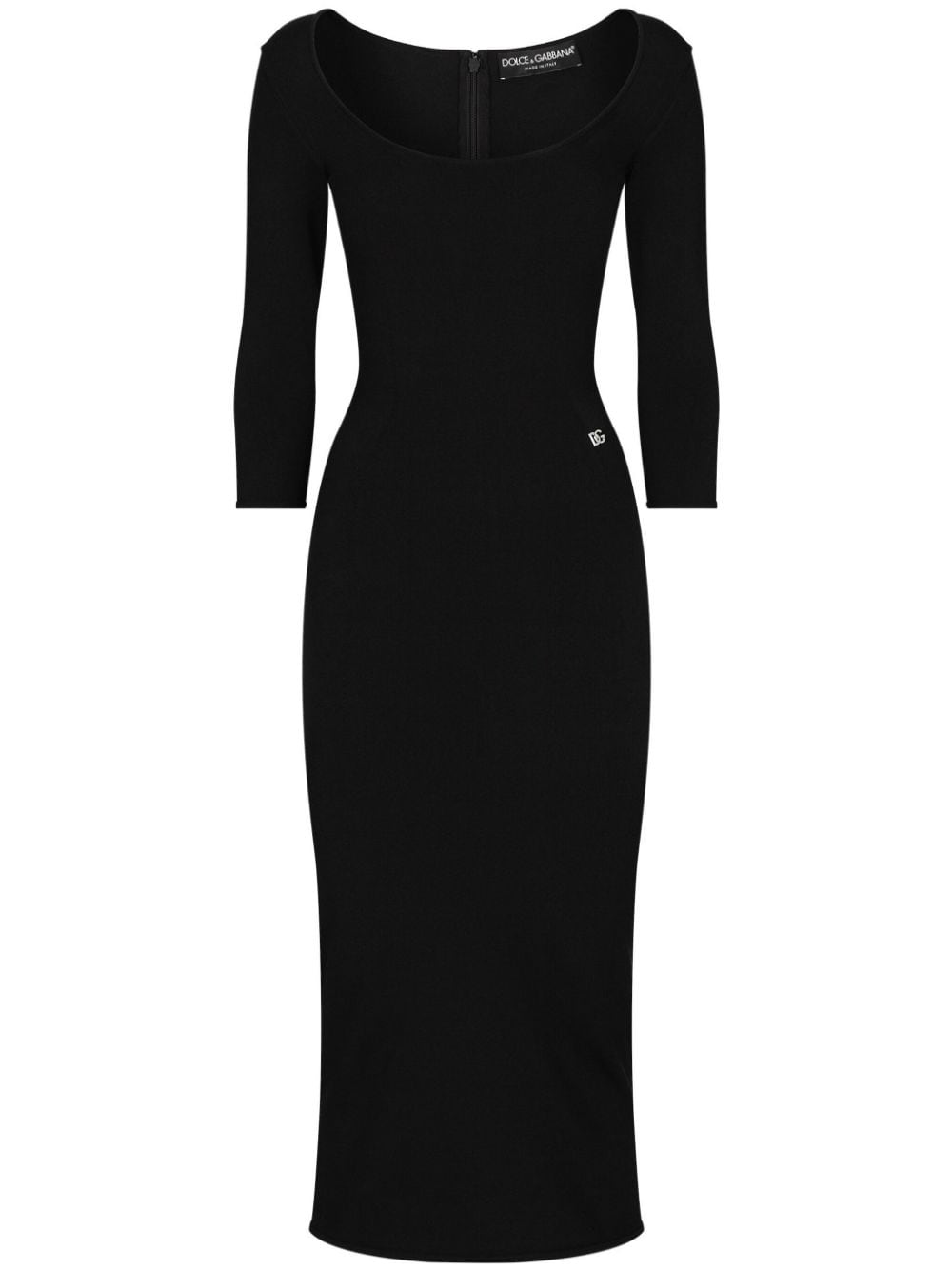 DOLCE & GABBANA Sleek Logo-Plaque Midi Dress