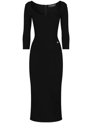 DOLCE & GABBANA Sleek Logo-Plaque Midi Dress