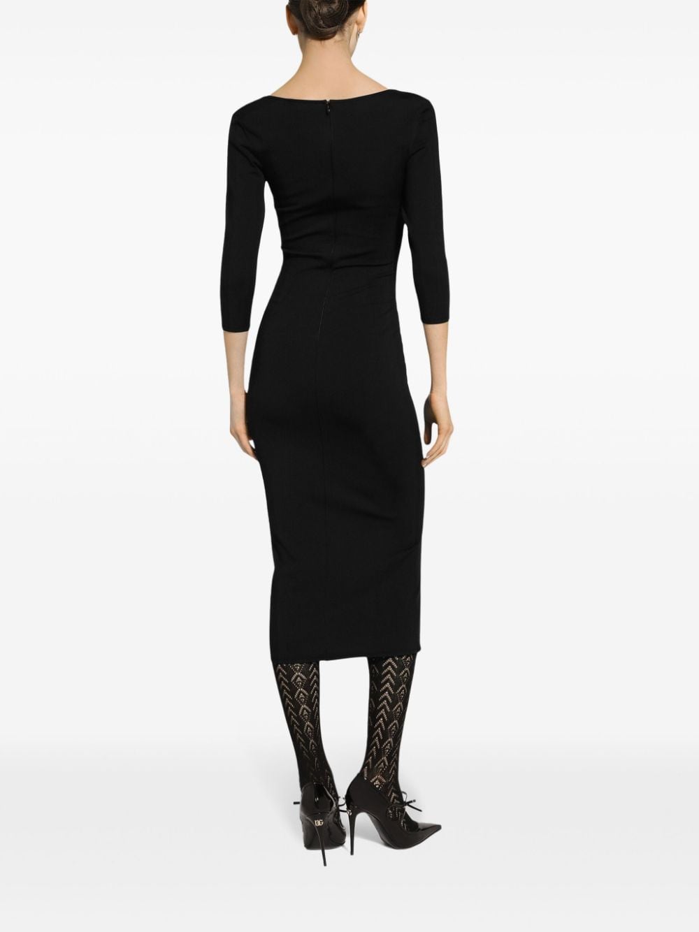 DOLCE & GABBANA Sleek Logo-Plaque Midi Dress