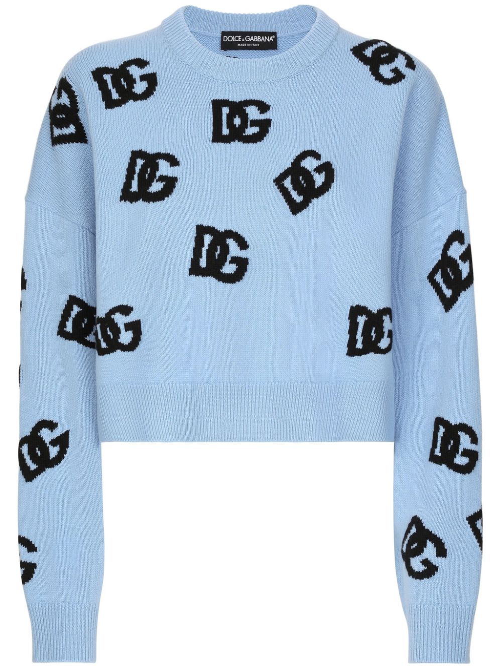 DOLCE & GABBANA Logo Embroidered Virgin Wool Sweater - Women’s Crew Neck