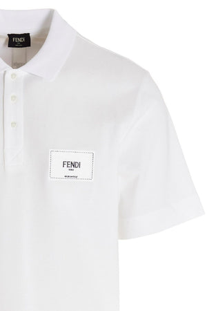 男士白色短袖FENDI LOGO刺绣Polo衫