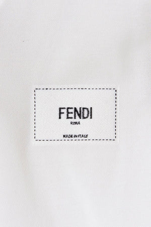 FENDI Men's Cotton Piqué Polo Shirt with Ribbed Collar and Side Slits