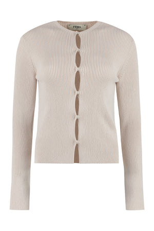 FENDI Women's Cut-Out Ribbed Cardigan for SS23