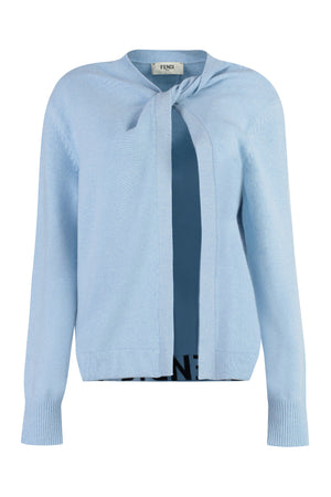 Light Blue Knit Cardigan with Front Knot Detail