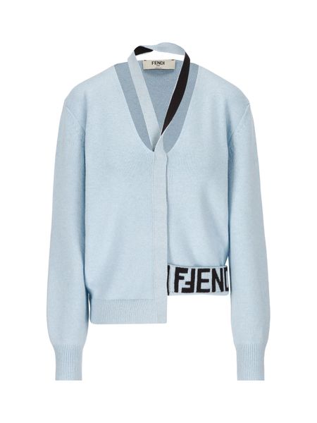 FENDI Luxurious Halterneck Wool-Cashmere Cardigan