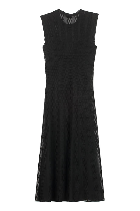 FENDI Black Midi Dress with Mesh Fabric and Removable Slip for Women SS21